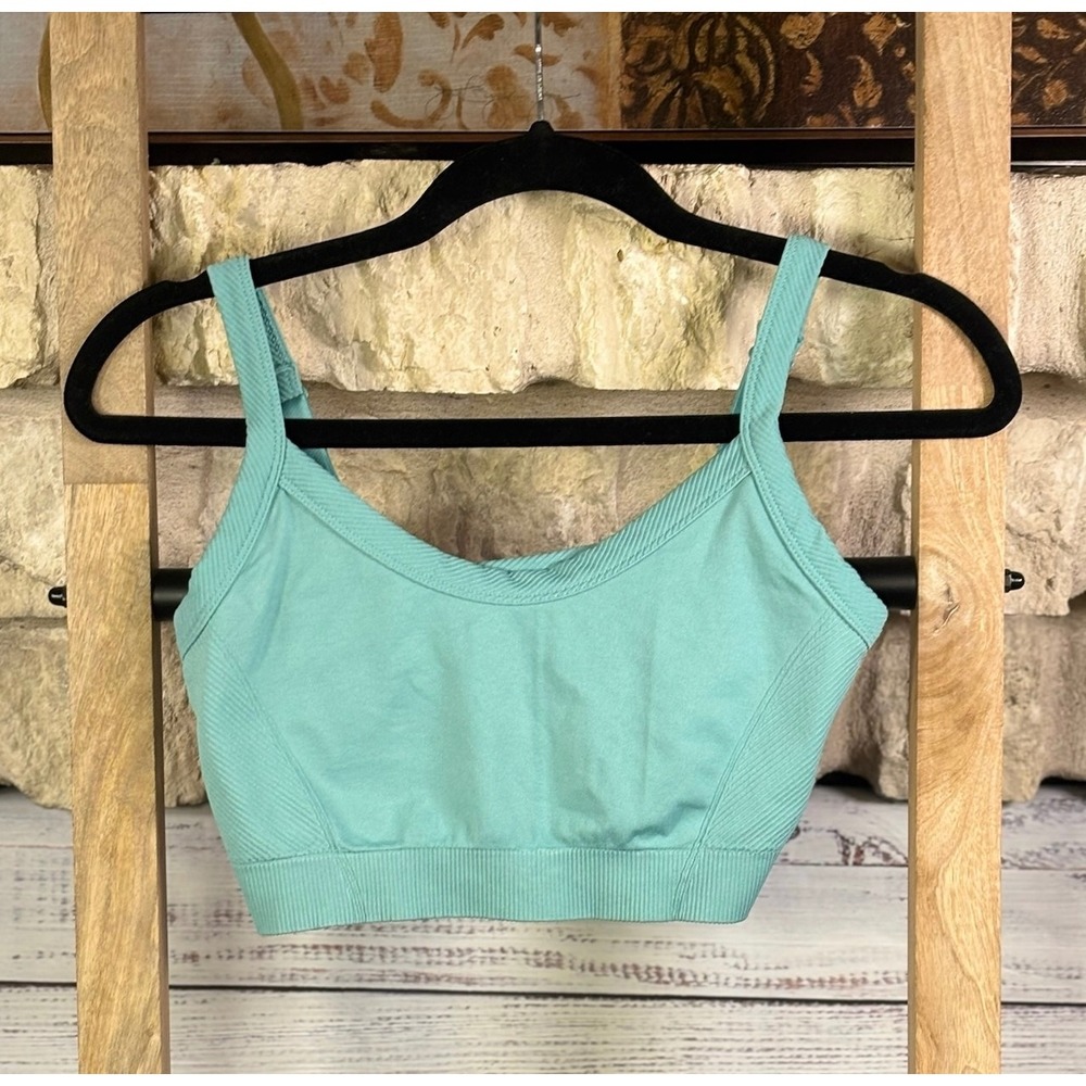 Old Navy Active Seamless Light Support Sports Bra Dusty Teal Large Adjustable